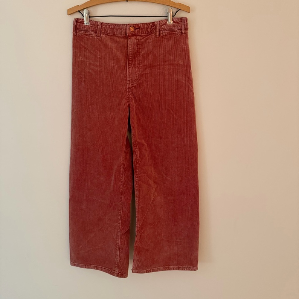 Anthropologie Pilcro Ultra High-Rise Cropped Wide-Leg Corduroy Pants Pink 29